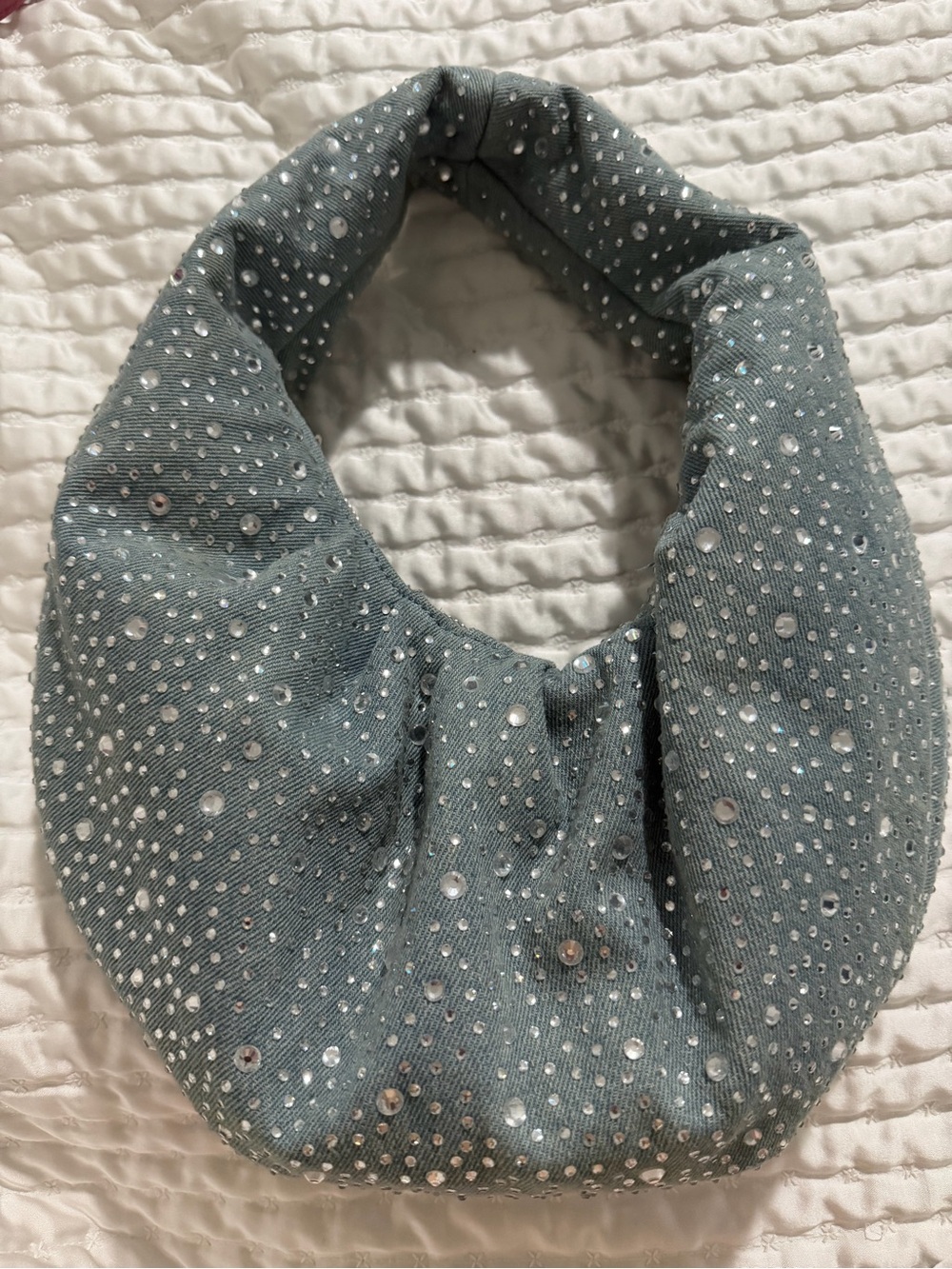 Zara beaded crescent hobo bag - slate blue